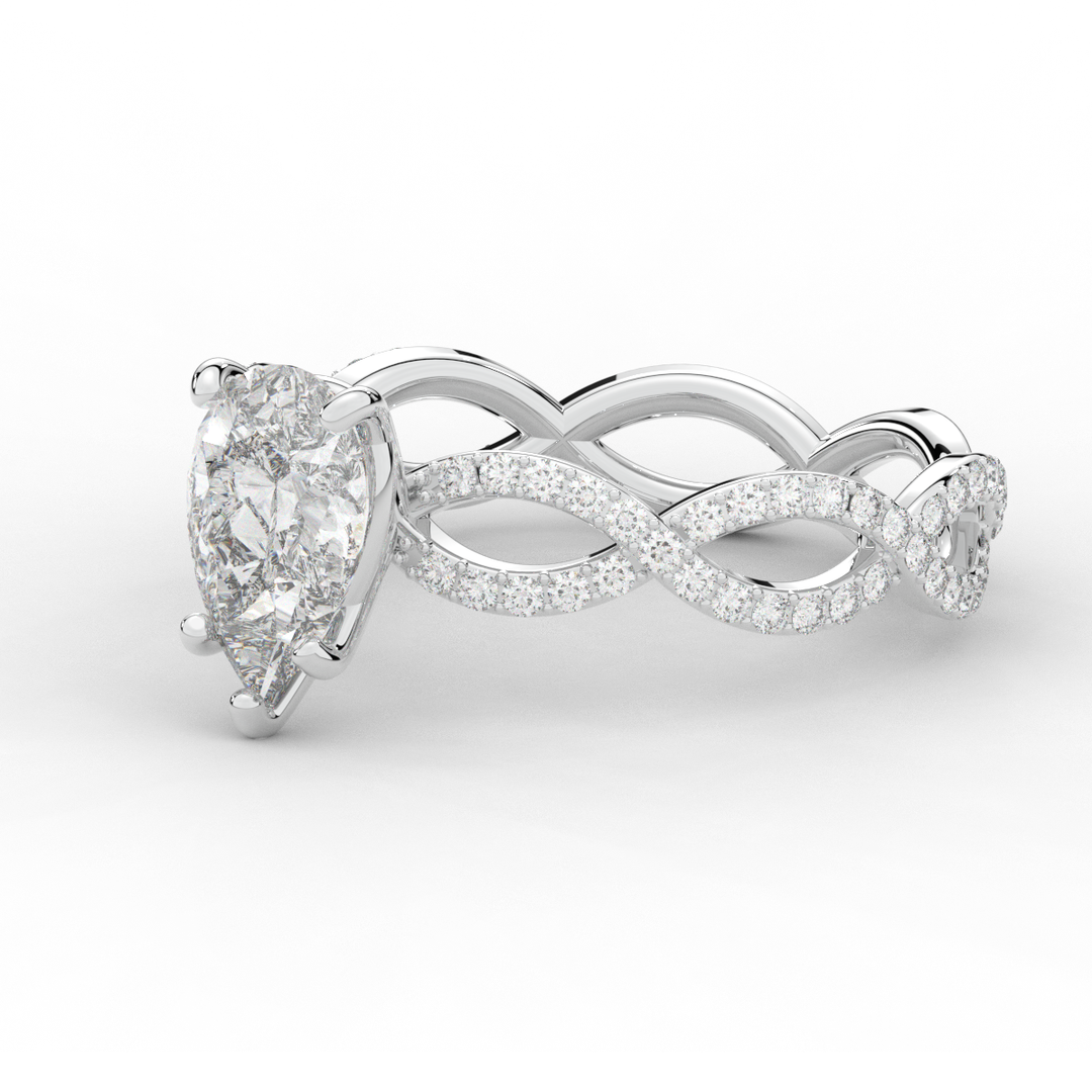 1.30CT.TW PEAR LAB DIAMOND TWIST BAND ENGAGEMENT RING - Nazarelle