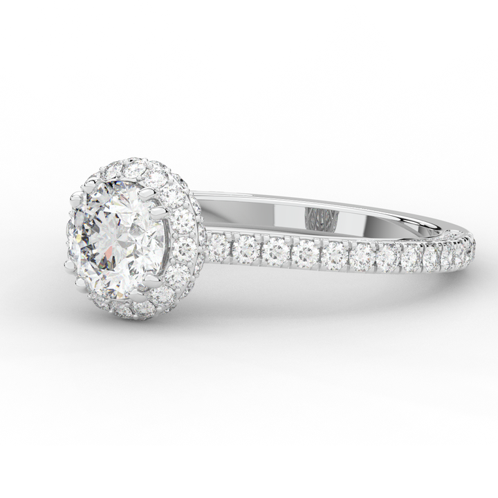 1.90CT.TW ROUND LAB DIAMOND HALO ENGAGEMENT RING - Nazarelle