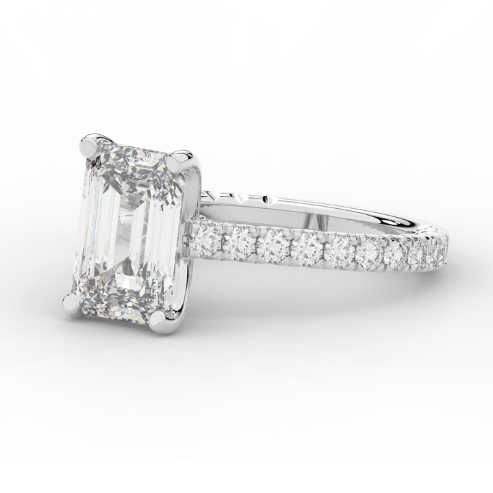 4.25CT.TW EMERALD CUT LAB DIAMOND SOLITAIRE ENGAGEMENT RING - Nazarelle