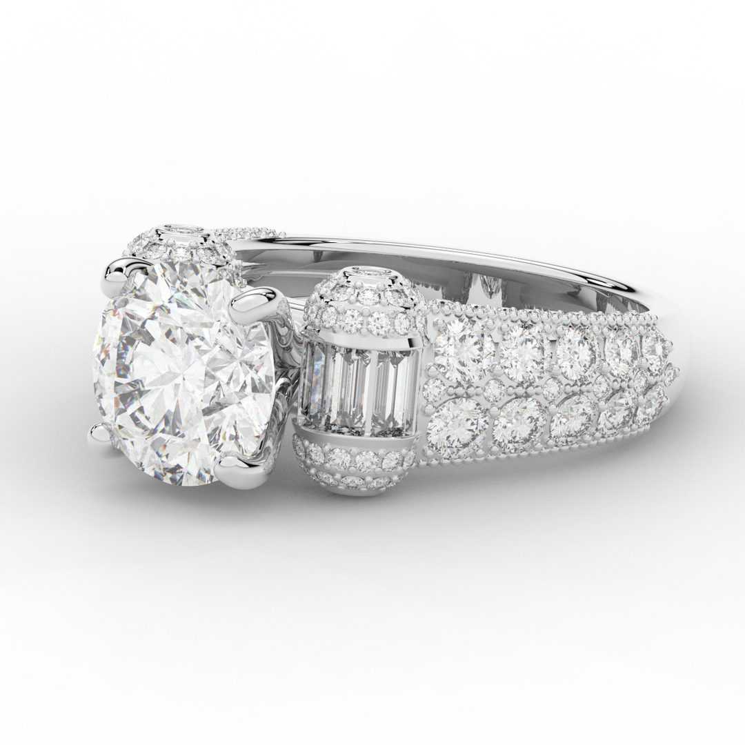 4.75CT.TW ROUND LAB DIAMOND ENGAGEMENT RING - Nazarelle