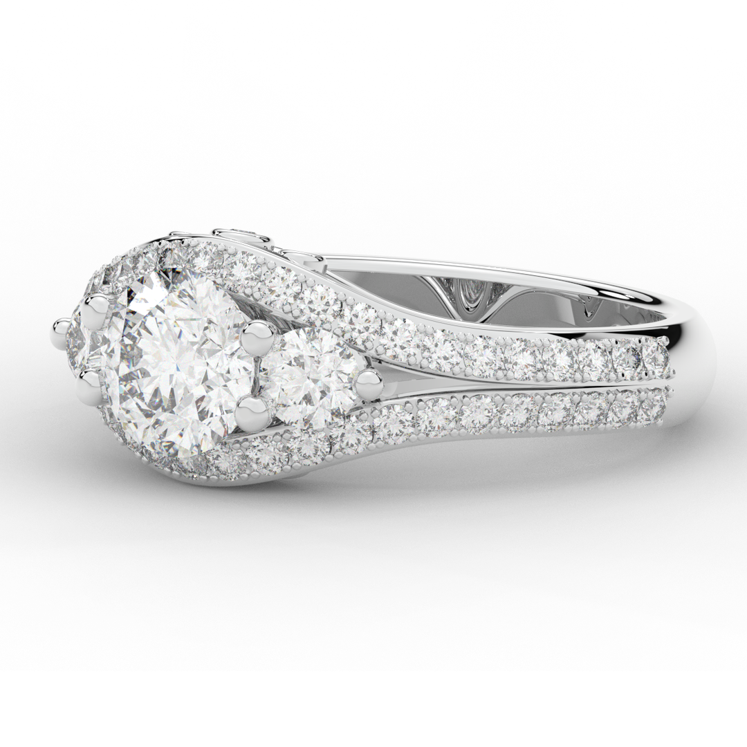 1.90CT.TW ROUND LAB DIAMOND THREE STONE ENGAGEMENT RING - Nazarelle