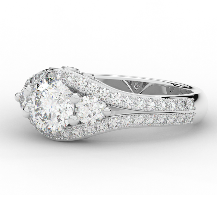 1.90CT.TW ROUND LAB DIAMOND THREE STONE ENGAGEMENT RING - Nazarelle