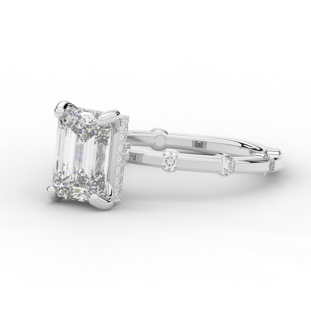 2.60CT.TW RADIANT LAB DIAMOND UNDERHALO SOLITAIRE ENGAGEMENT RING - Nazarelle