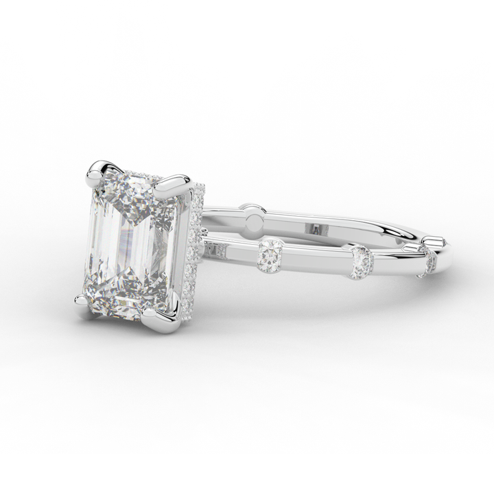 2.60CT.TW RADIANT LAB DIAMOND UNDERHALO SOLITAIRE ENGAGEMENT RING - Nazarelle