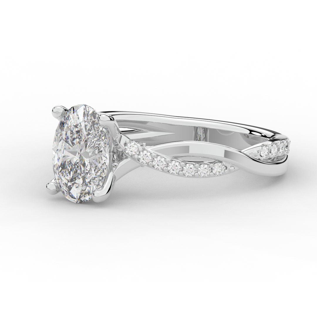 1.70CT.TW OVAL LAB DIAMOND TWIST BAND ENGAGEMENT RING - Nazarelle