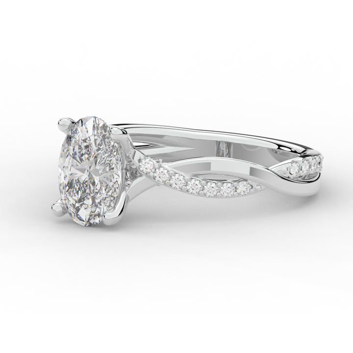 1.70CT.TW OVAL LAB DIAMOND TWIST BAND ENGAGEMENT RING - Nazarelle