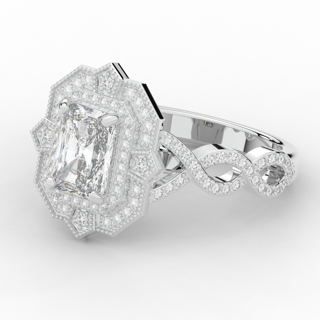 1.90CT.TW RADIANT LAB DIAMOND HALO ENGAGEMENT RING - Nazarelle