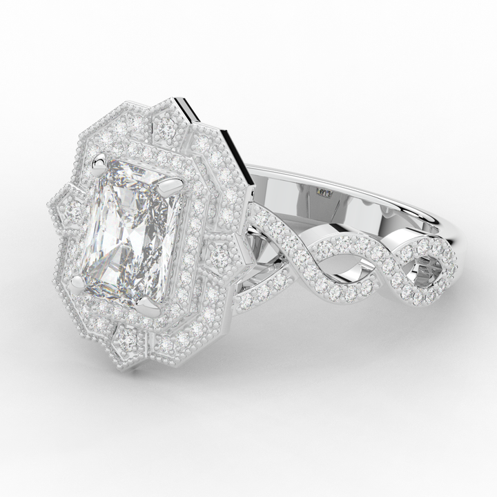 1.90CT.TW RADIANT LAB DIAMOND HALO ENGAGEMENT RING - Nazarelle