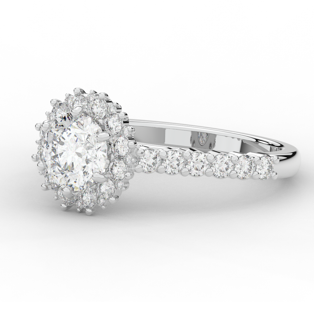 1.60CT.TW ROUND LAB DIAMOND HALO ENGAGEMENT RING - Nazarelle