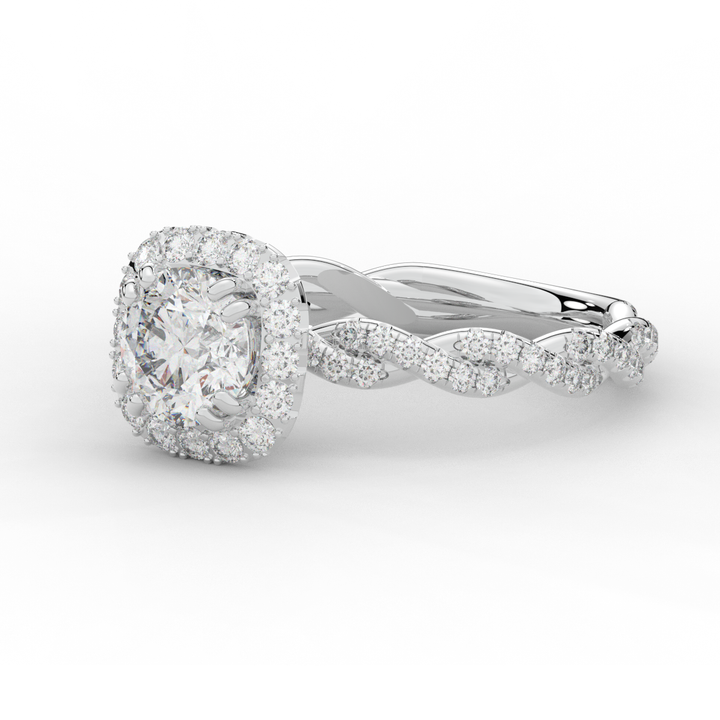 1.55CT.TW ROUND LAB DIAMOND HALO TWIST ENGAGEMENT RING - Nazarelle