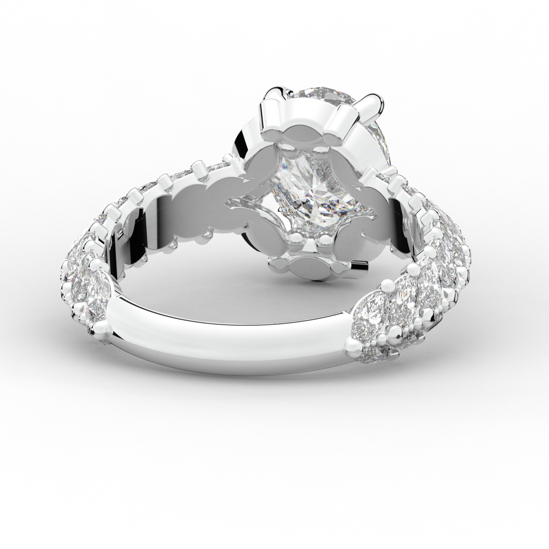 3.10CT.TW OVAL LAB DIAMOND HALO ENGAGEMENT RING - Nazarelle