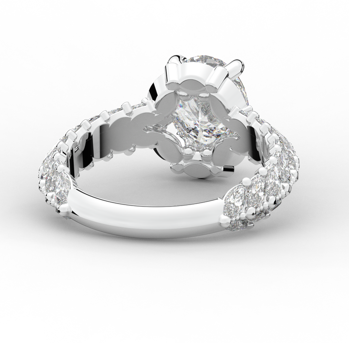 3.10CT.TW OVAL LAB DIAMOND HALO ENGAGEMENT RING - Nazarelle