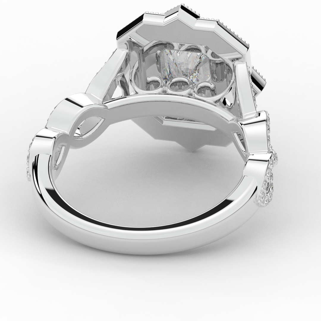 1.90CT.TW RADIANT LAB DIAMOND HALO ENGAGEMENT RING - Nazarelle
