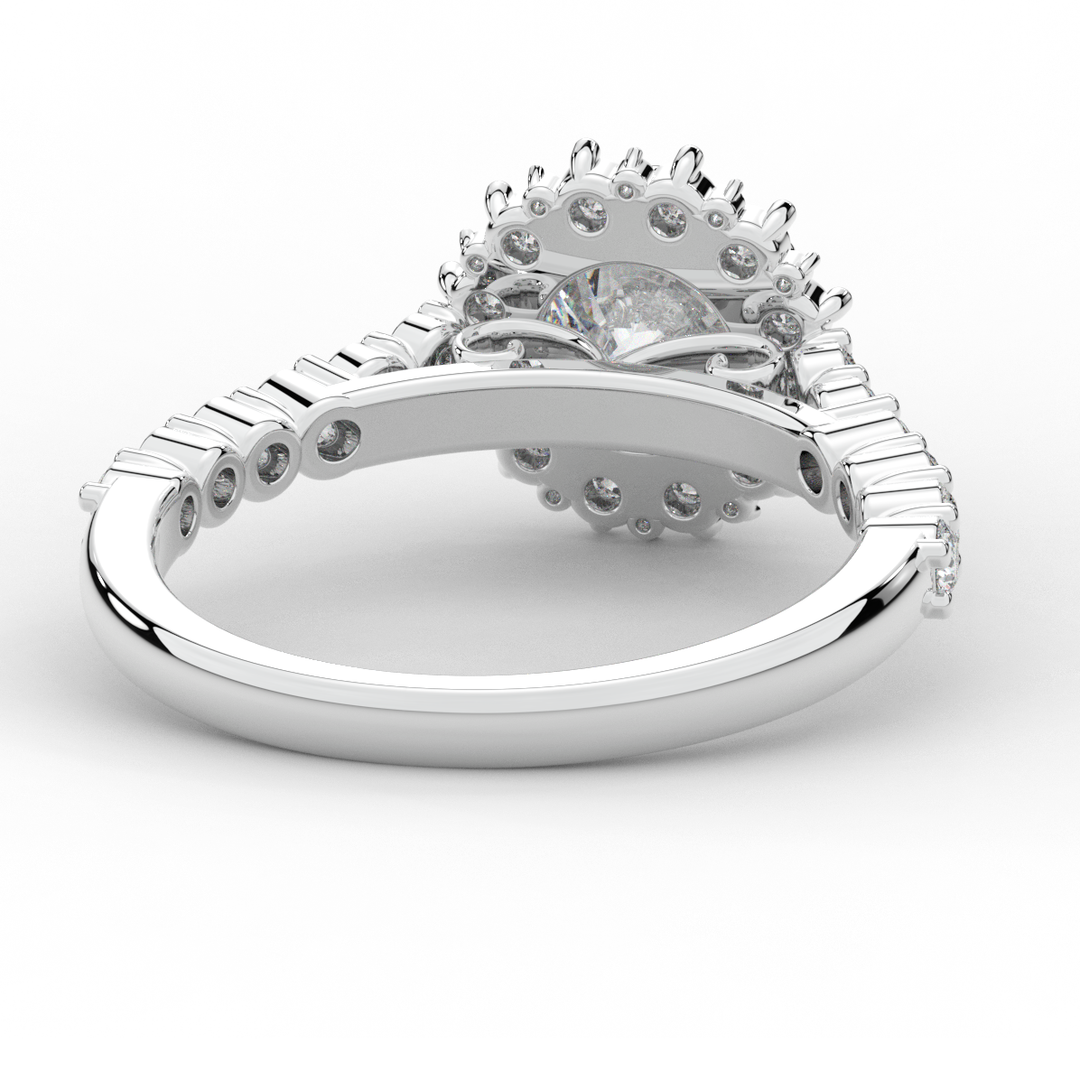 1.60CT.TW ROUND LAB DIAMOND HALO ENGAGEMENT RING - Nazarelle