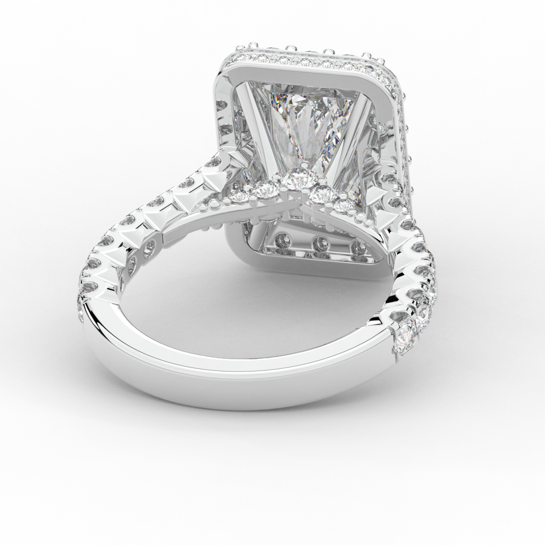 4.50CT.TW RADIANT LAB DIAMOND HALO ENGAGEMENT RING - Nazarelle
