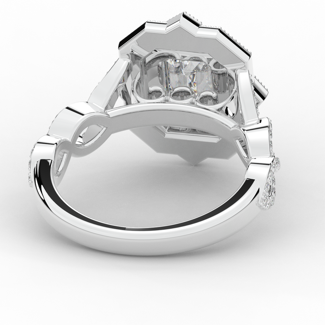 1.90CT.TW EMERALD CUT LAB DIAMOND HALO ENGAGEMENT RING - Nazarelle