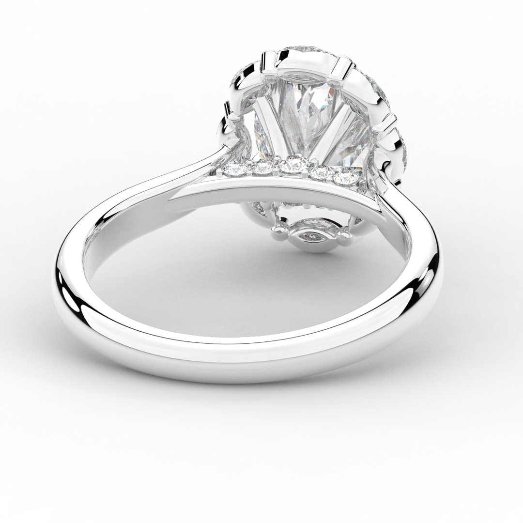 1.90CT.TW OVAL LAB DIAMOND HALO ENGAGEMENT RING - Nazarelle