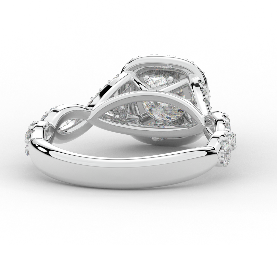 1.30CT.TW ROUND LAB DIAMOND HALO ENGAGEMENT RING - Nazarelle