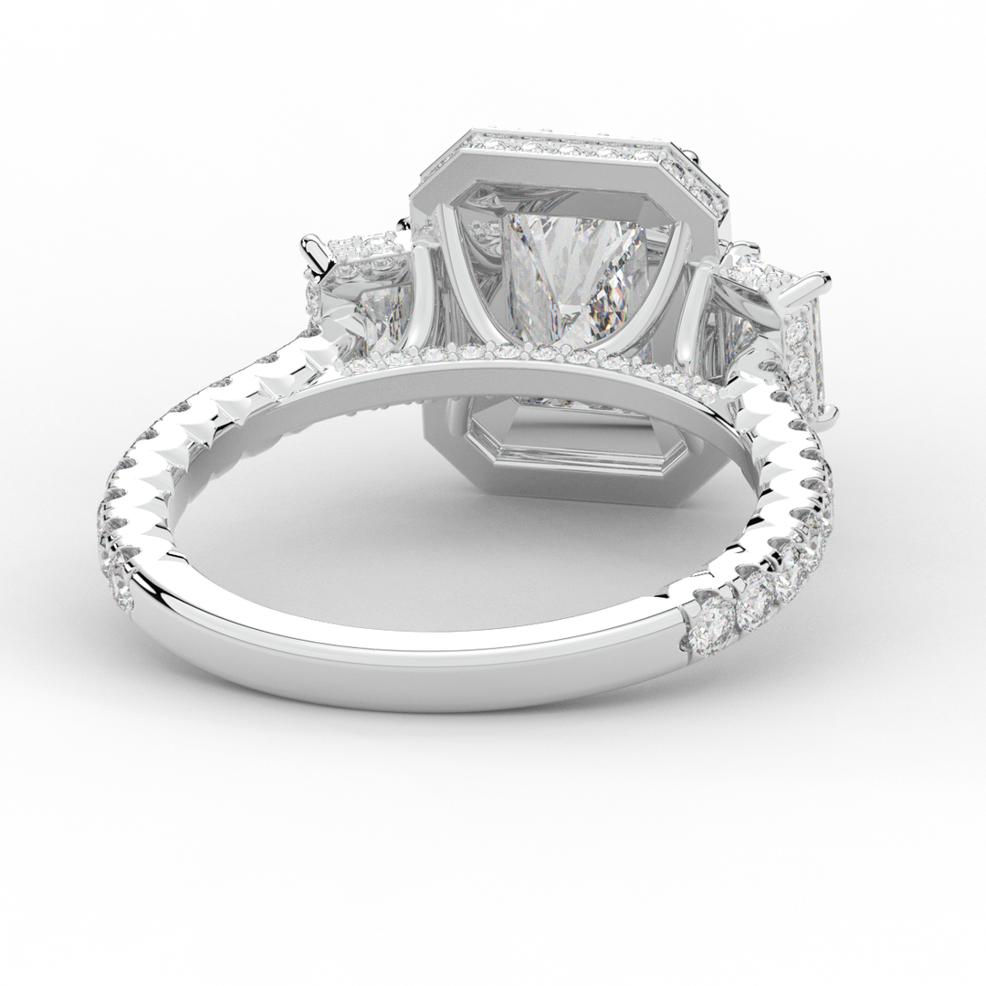 3.20CT.TW RADIANT LAB DIAMOND 3 STONE ENGAGEMENT RING - Nazarelle