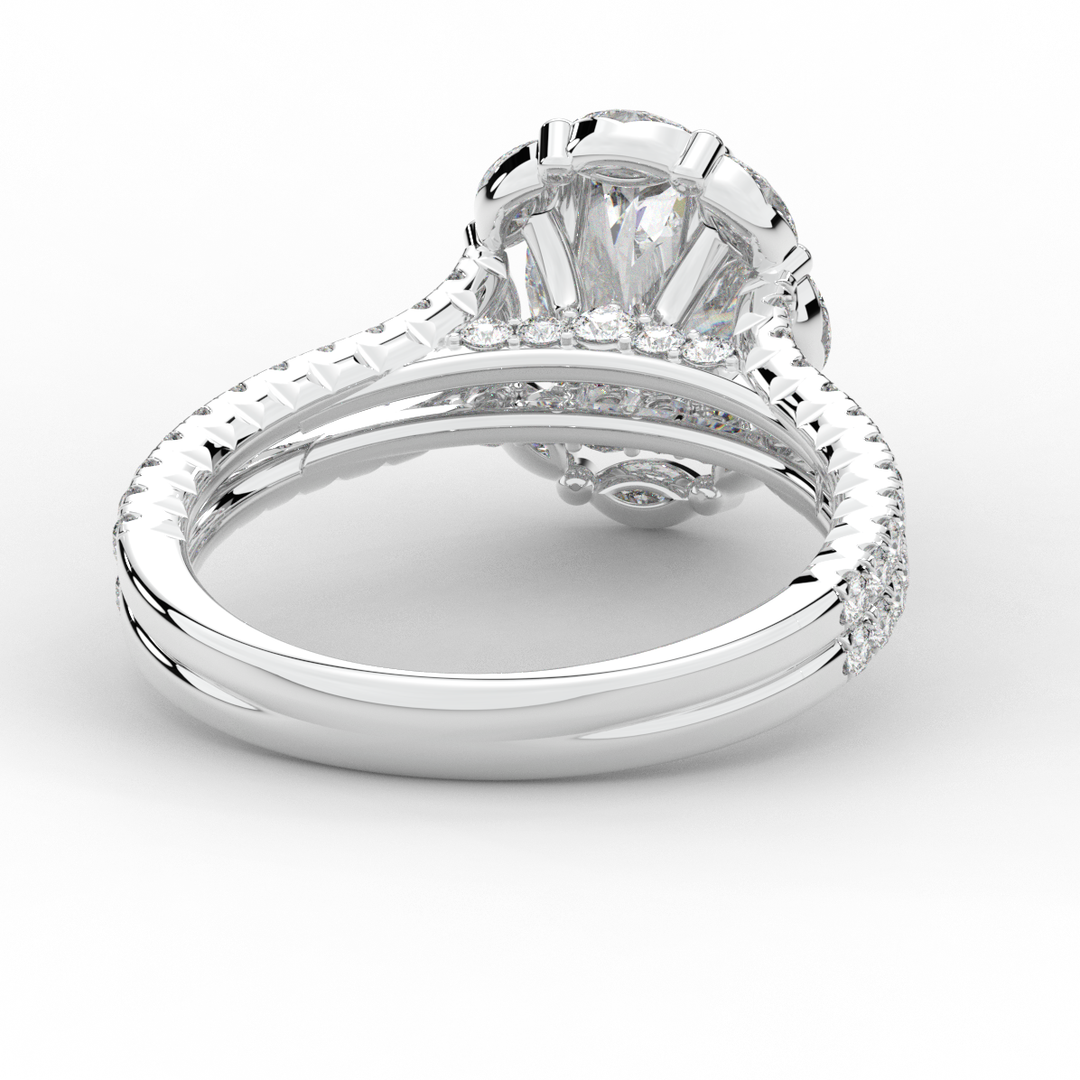 2.30CT.TW OVAL LAB DIAMOND HALO SPLIT SHANK ENGAGEMENT RING - Nazarelle