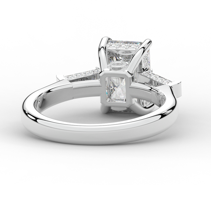 3.45CT.TW RADIANT LAB DIAMOND 3 STONE ENGAGEMENT RING - Nazarelle
