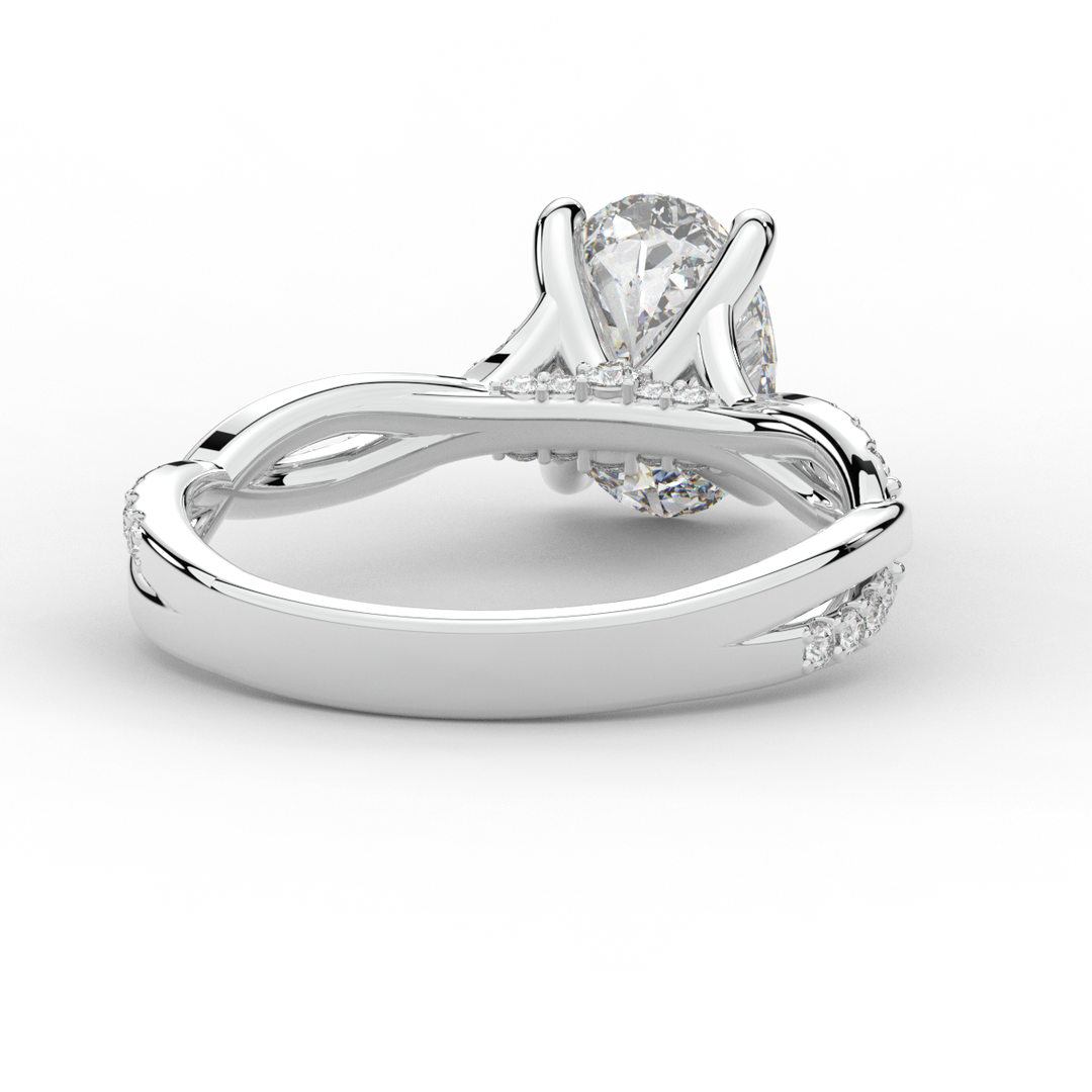 1.70CT.TW OVAL LAB DIAMOND TWIST BAND ENGAGEMENT RING - Nazarelle