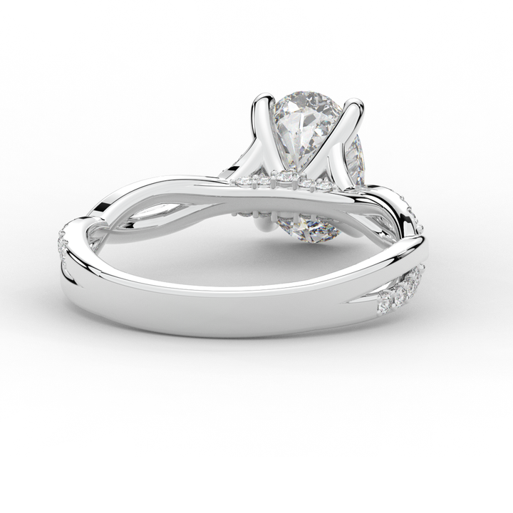 1.70CT.TW OVAL LAB DIAMOND TWIST BAND ENGAGEMENT RING - Nazarelle
