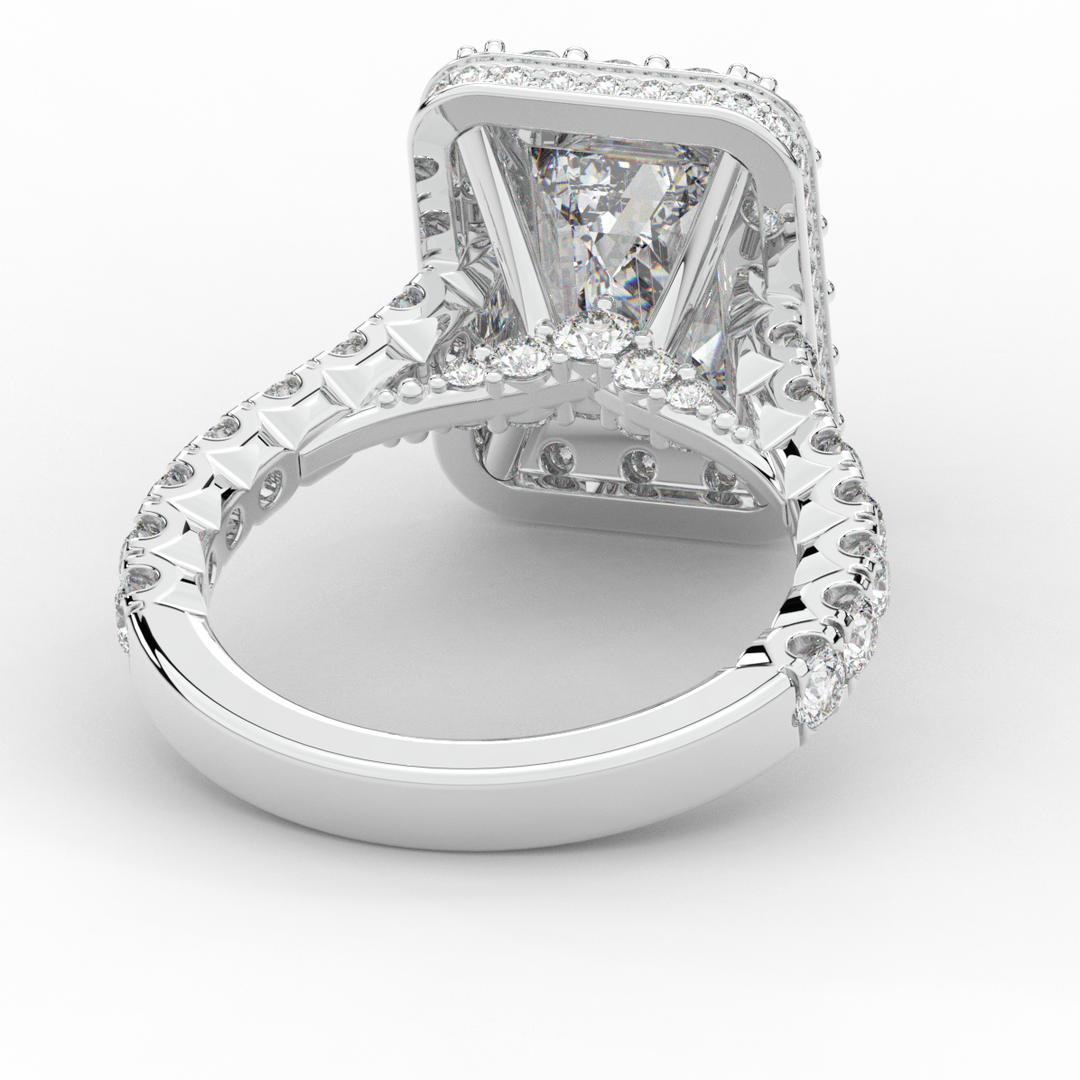 4.50CT.TW EMERALD CUT LAB DIAMOND HALO ENGAGEMENT RING - Nazarelle