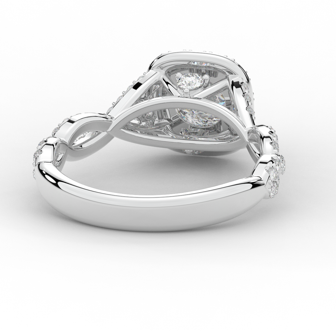 1.60CT.TW ROUND LAB DIAMOND HALO TWIST ENGAGEMENT RING - Nazarelle
