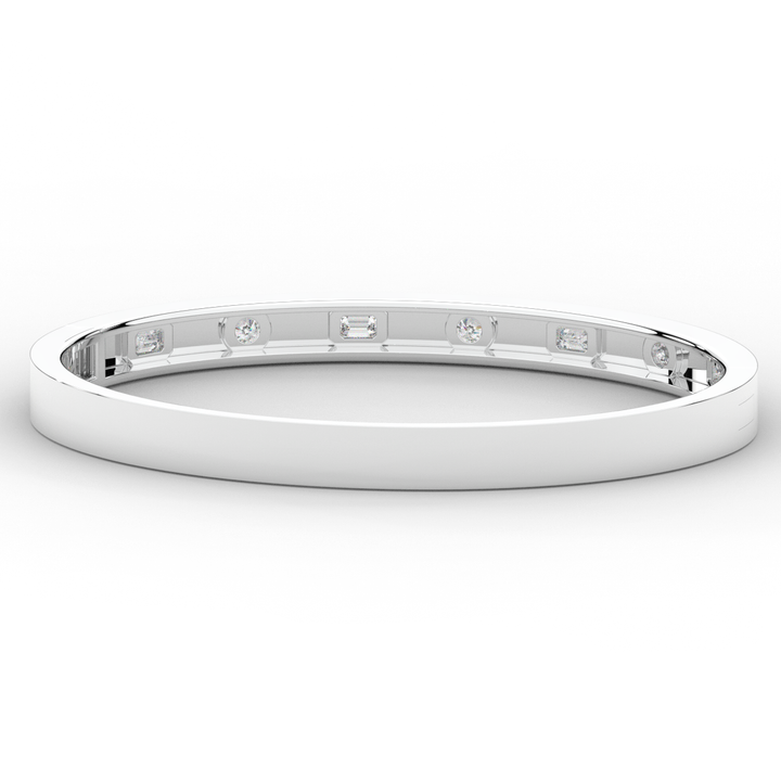 1.00CT.TW ROUND AND EMERALD CUT LAB DIAMOND BEZEL SET BANGLE - Nazarelle