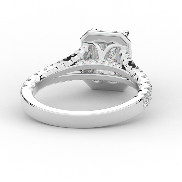 2.60CT.TW RADIANT LAB DIAMOND SPLIT SHANK HALO ENGAGEMENT RING - Nazarelle