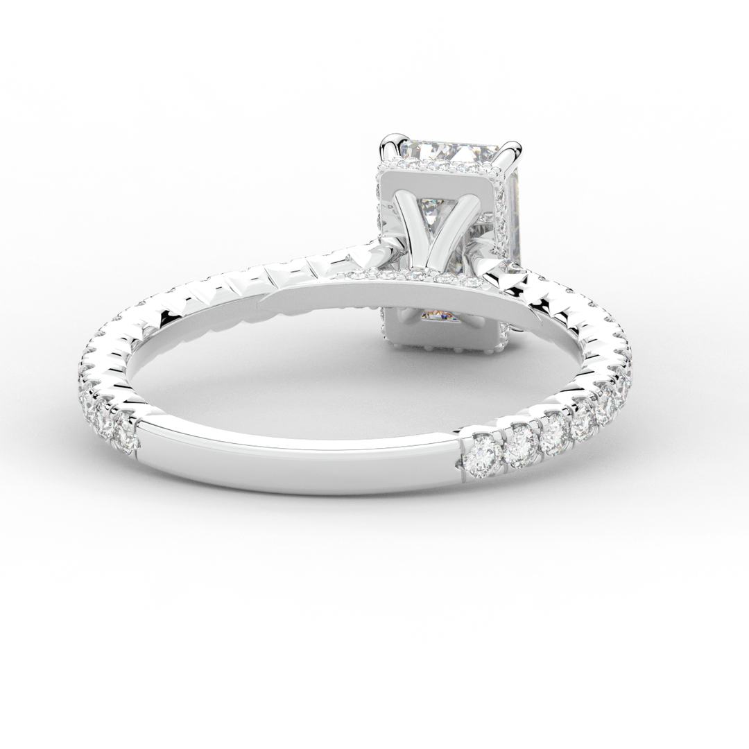 2.10CT.TW EMERALD CUT LAB DIAMOND UNDERHALO SOLITAIRE ENGAGEMENT RING - Nazarelle