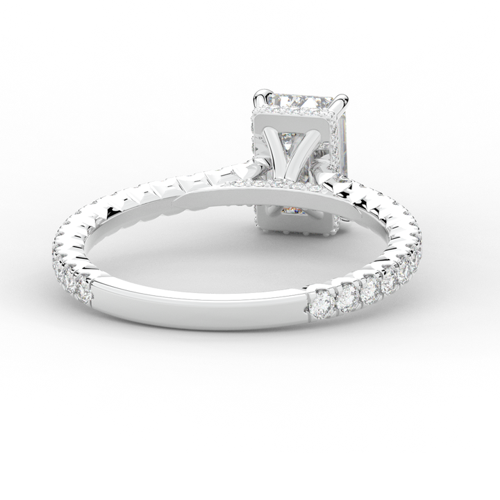 2.10CT.TW EMERALD CUT LAB DIAMOND UNDERHALO SOLITAIRE ENGAGEMENT RING - Nazarelle