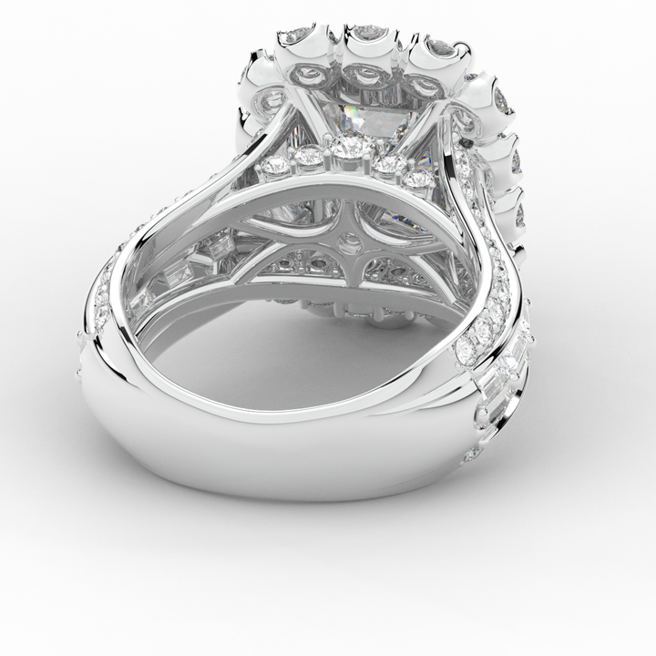 8.00CT.TW EMERALD CUT LAB DIAMOND HALO ENGAGEMENT RING - Nazarelle