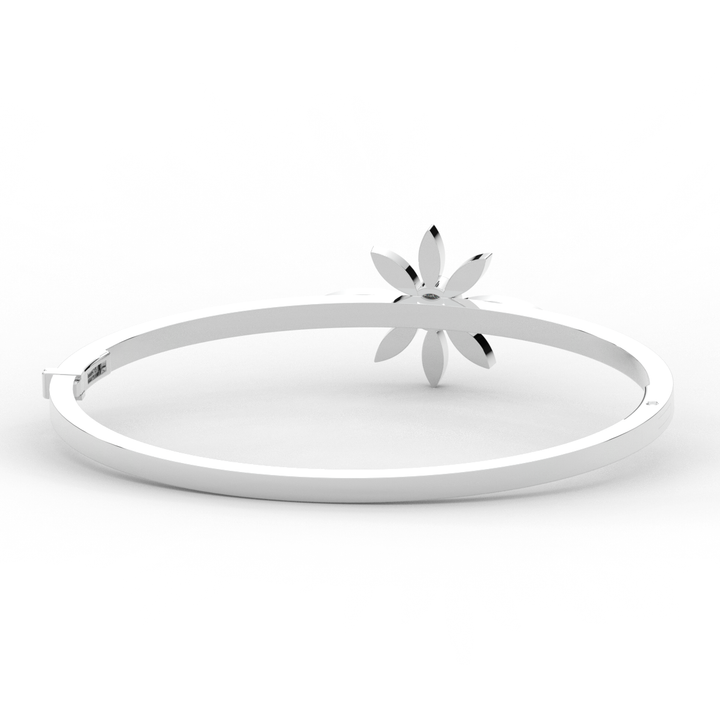 0.40CT.TW ROUND LAB BEZEL AND PRONG SET FLOWER DIAMOND BANGLE - Nazarelle