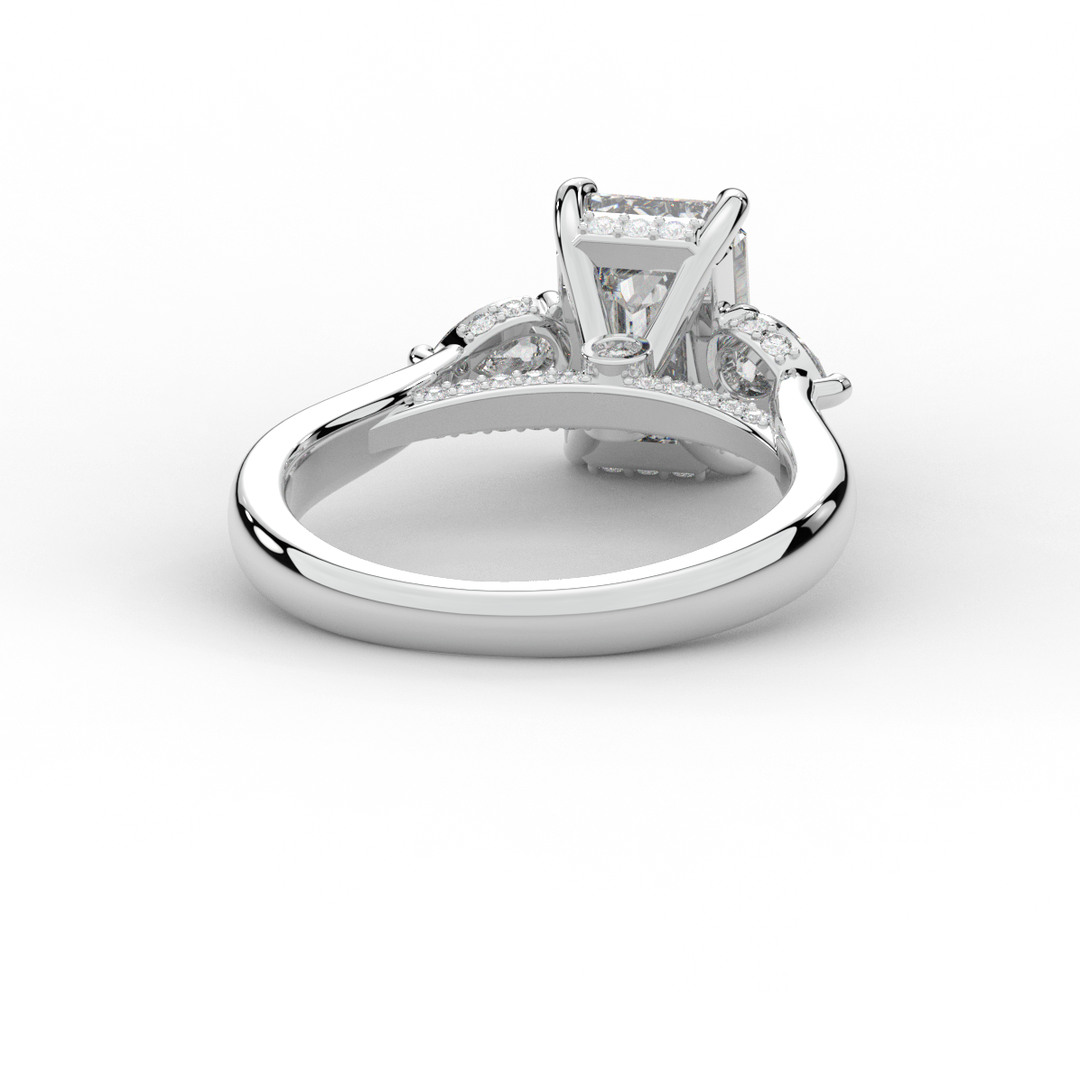 2.40CT.TW EMERALD CUT LAB DIAMOND 3 STONE ENGAGEMENT RING - Nazarelle