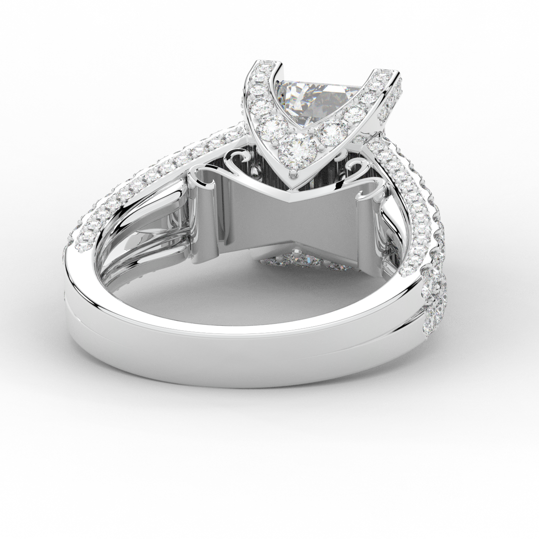 4.60CT.TW EMERALD CUT LAB DIAMOND SPLIT SHANK ENGAGEMENT RING - Nazarelle