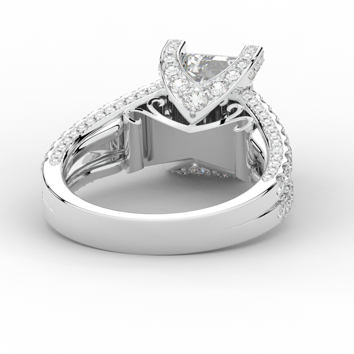 4.60CT.TW EMERALD CUT LAB DIAMOND SPLIT SHANK ENGAGEMENT RING - Nazarelle