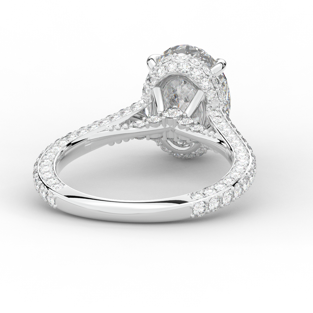 4.00CT.TW OVAL LAB DIAMOND UNDERHALO SOLITAIRE ENGAGEMENT RING - Nazarelle