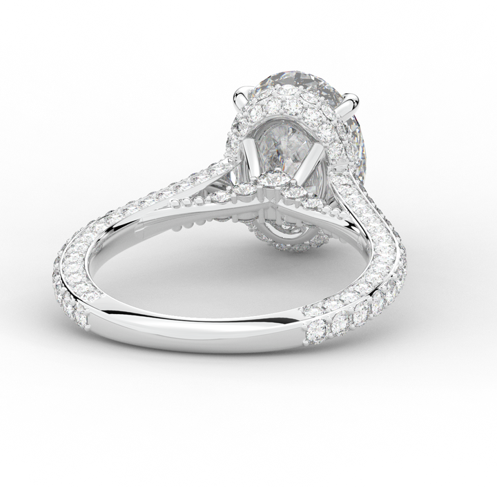 4.00CT.TW OVAL LAB DIAMOND UNDERHALO SOLITAIRE ENGAGEMENT RING - Nazarelle