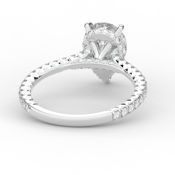 2.50CT.TW PEAR LAB DIAMOND UNDERHALO SOLITAIRE ENGAGEMENT RING - Nazarelle