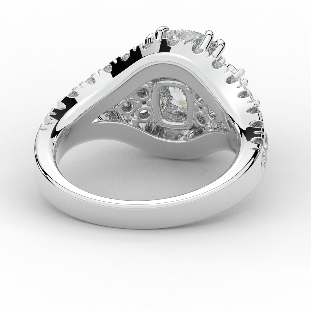 3.10CT.TW CUSHION LAB DIAMOND HALO ENGAGEMENT RING - Nazarelle