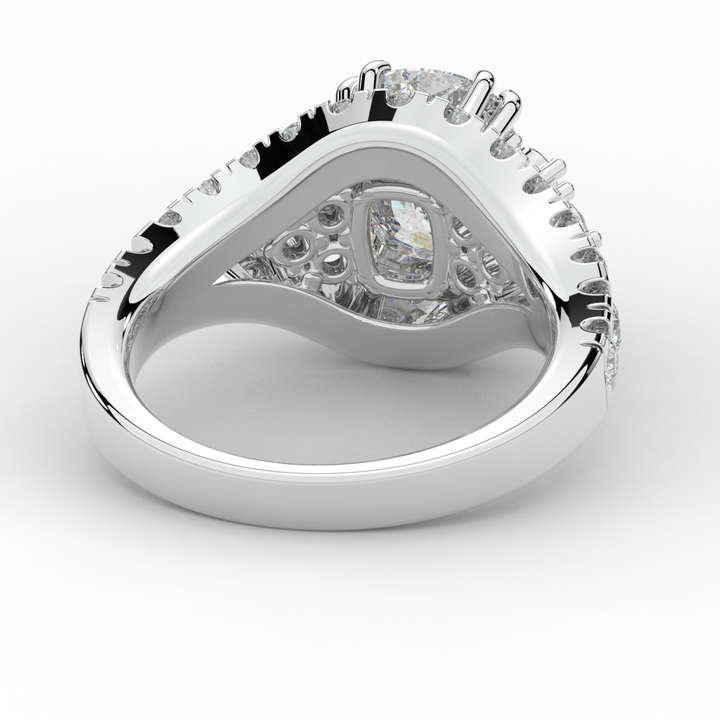 3.10CT.TW CUSHION LAB DIAMOND HALO ENGAGEMENT RING - Nazarelle