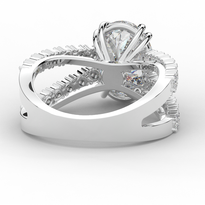 3.75CT.TW OVAL LAB DIAMOND SPLIT BAND ENGAGEMENT RING