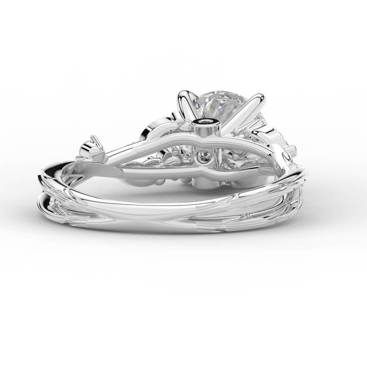 1.75CT.TW ROUND LAB DIAMOND STYLIZED VINE AND TREE BARK FINISH ENGAGEMENT RING - Nazarelle