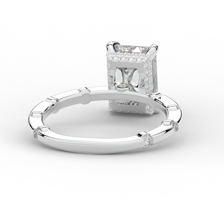 2.60CT.TW RADIANT LAB DIAMOND UNDERHALO SOLITAIRE ENGAGEMENT RING - Nazarelle