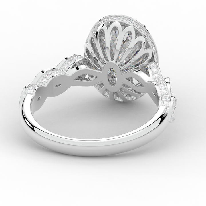 3.10CT.TW OVAL LAB DIAMOND HALO ENGAGEMENT RING - Nazarelle