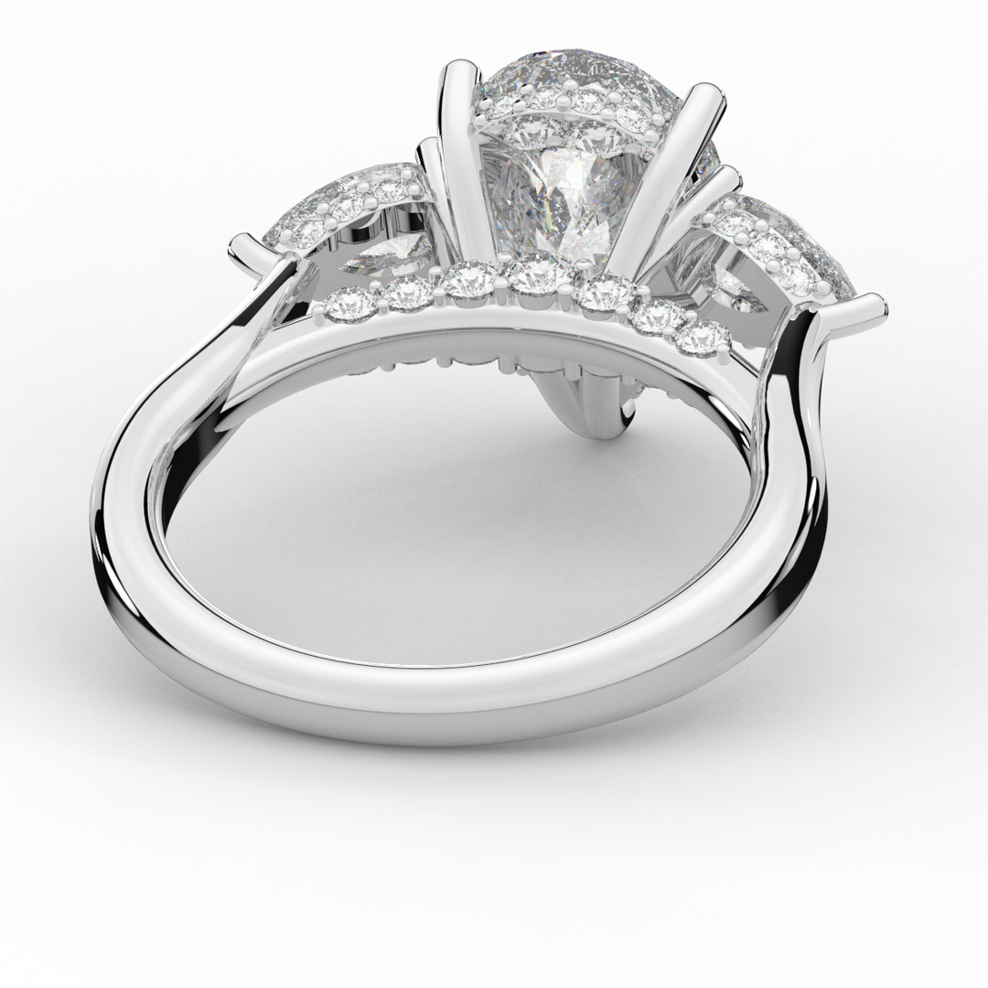 3.70CT.TW PEAR LAB DIAMOND 3 STONE ENGAGEMENT RING - Nazarelle