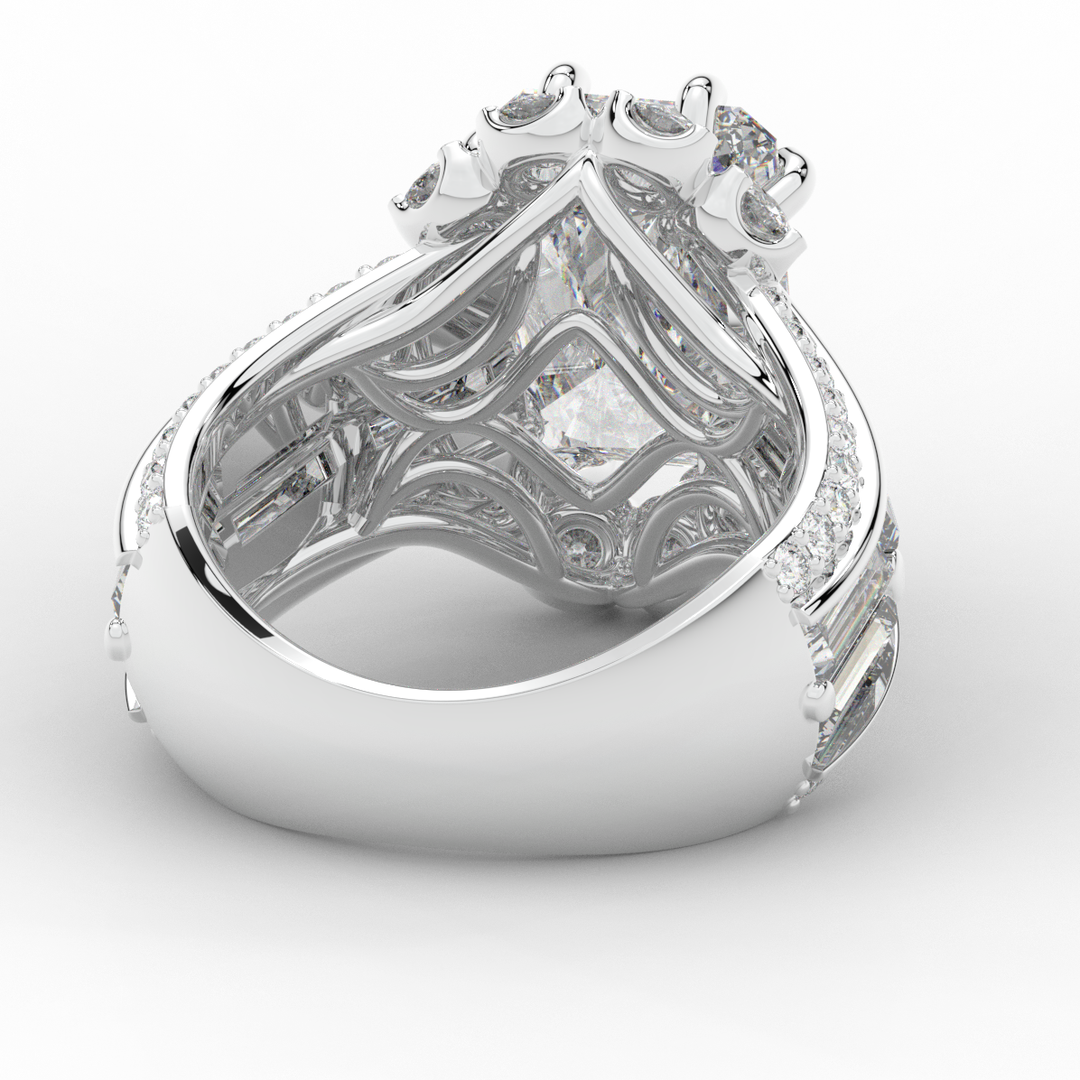 8.25CT.TW RADIANT LAB DIAMOND HALO ENGAGEMENT RING - Nazarelle