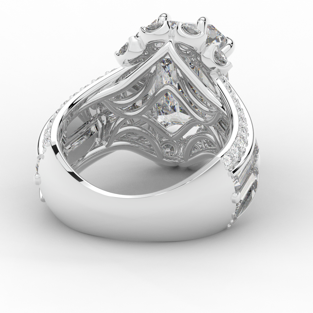 8.25CT.TW EMERALD CUT LAB DIAMOND HALO ENGAGEMENT RING - Nazarelle